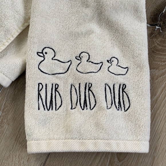Rae Dunn Duck “Rub Dub Dub” Bathroom Hand towel - Picture 2 of 7